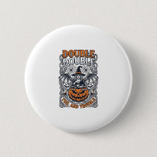 Macaron Rond 5 Cm Double peine Malheur Sorcière Citrouille Halloween
