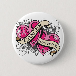 Macaron Rond 5 Cm Double survivant de cancer du sein de coeur
