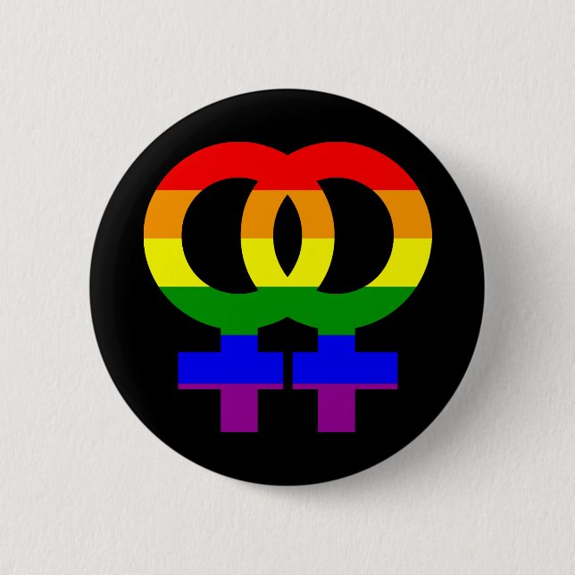 Macaron Rond 5 Cm Double symbole femelle d'arc-en-ciel (Devant)