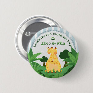 Macaron Rond 5 Cm Douce Girafe Sauvage Jumelles Safari Jungle Nom Pe