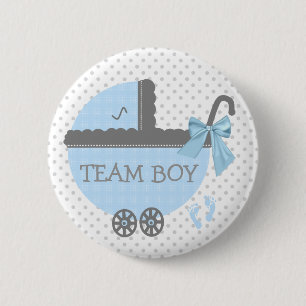 Macaron Rond 5 Cm Douche bleue et grise de voiture d'enfant de