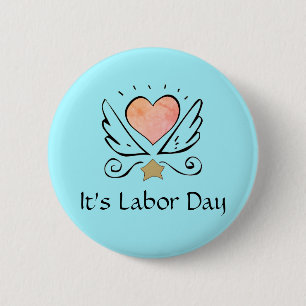Macaron Rond 5 Cm Doula Heart et Wings It's Labor Day Pin