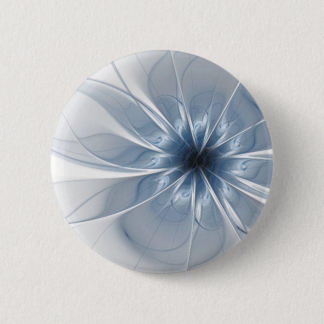 Macaron Rond 5 Cm Doux et tendreté bleu fleur imaginaire fractal cu (Devant)