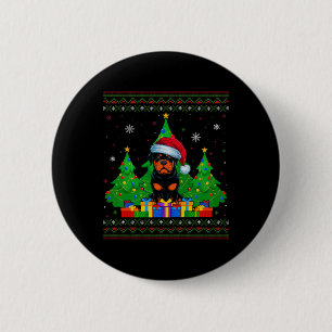 Macaron Rond 5 Cm Doux moche arbre de Noël Santa Hat Rottweiler D