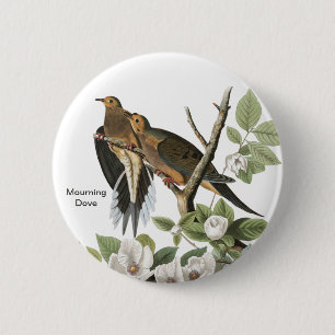 Macaron Rond 5 Cm Dove de deuil par John James Audubon, Birdwatcher