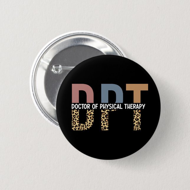 Macaron Rond 5 Cm DPT Docteur en Thérapie Physique Typographie de Ch (Devant & derrière)