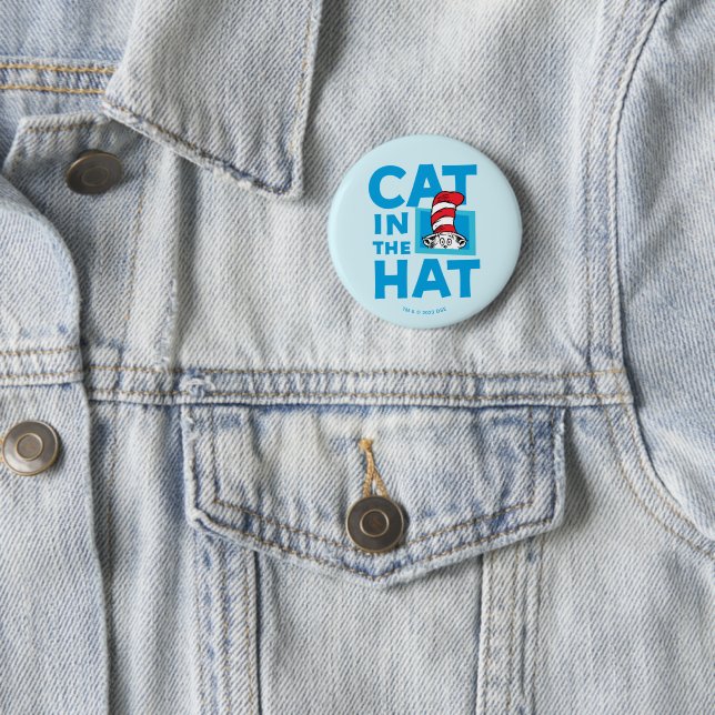 Macaron Rond 5 Cm Dr Seuss | Chat dans le logo du Casquette (En situation)