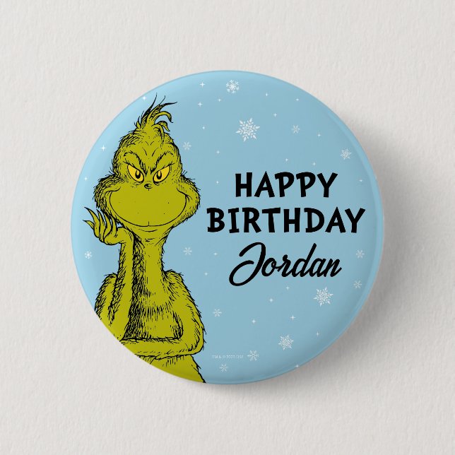 Macaron Rond 5 Cm Dr Seuss | Grinch Winter Birday (Devant)