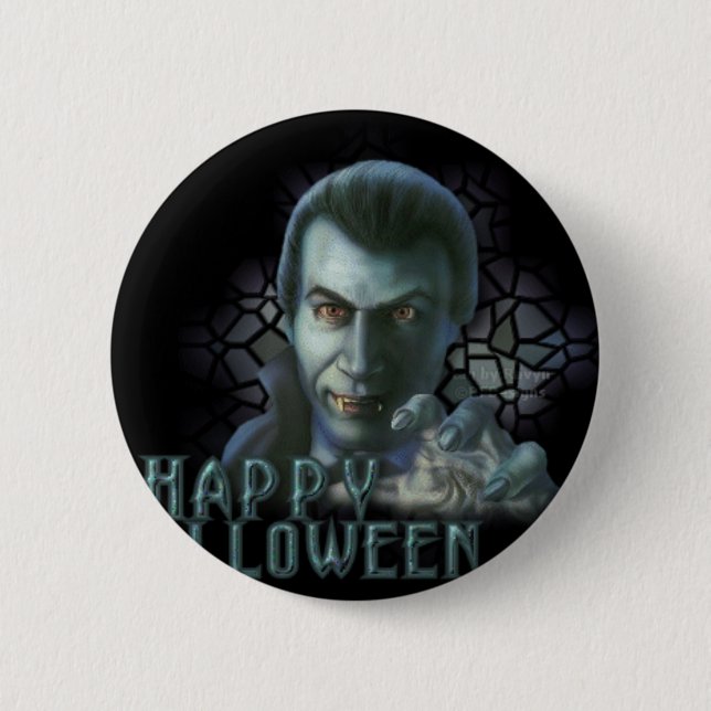 Macaron Rond 5 Cm Dracula Halloween (Devant)