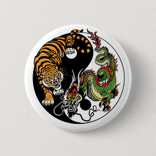 Macaron Rond 5 Cm dragon and tiger yin yang