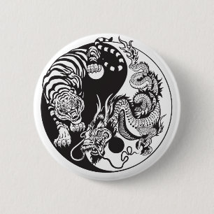 Macaron Rond 5 Cm dragon and tiger yin yang