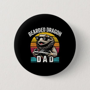 Macaron Rond 5 Cm Dragon barbu Papa Vidéo Vintage Jeu Lizard Repti