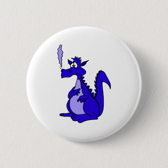 Macaron Rond 5 Cm Dragon bleu avec fumée (Devant)