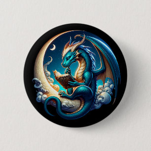 Macaron Rond 5 Cm Dragon Bookworm, Moonlight Reading Tee
