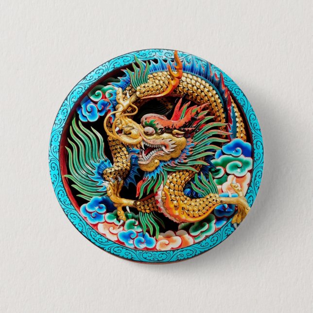 MACARON ROND 5 CM DRAGON CHINOIS COLORÉ (Devant)
