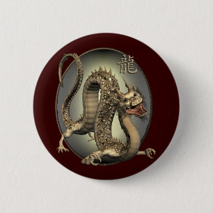 Macaron Rond 5 Cm Dragon chinois vintage