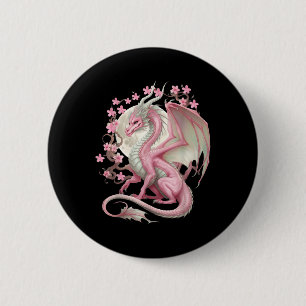 Macaron Rond 5 Cm Dragon chinois vintage Asiatique Art Cherry Blosso