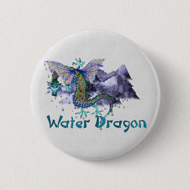 Macaron Rond 5 Cm Dragon d'eau (Devant)