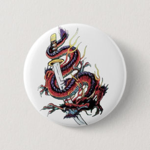 Macaron Rond 5 Cm Dragon japonais Katana de Sui Riu