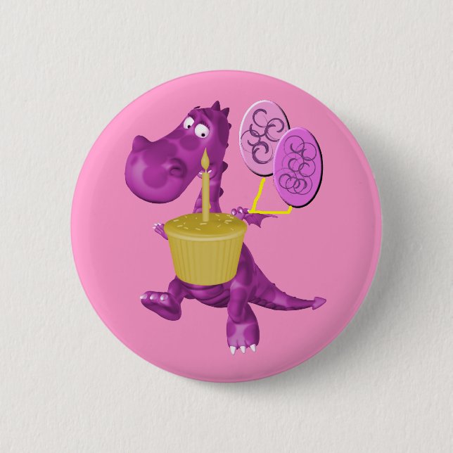 Macaron Rond 5 Cm Dragon mignon avec le bouton de petit gâteau (Devant)