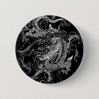 Macaron Rond 5 Cm Dragon noir et blanc