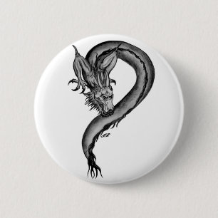 Macaron Rond 5 Cm Dragon noir et blanc