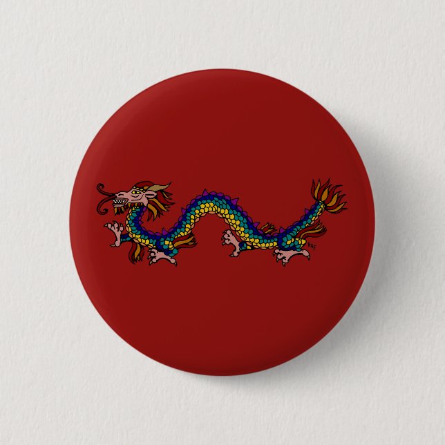 Macaron Rond 5 Cm Dragon oriental (Devant)