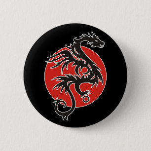 Macaron Rond 5 Cm Dragon Sun - noir rouge blanc + vos idées