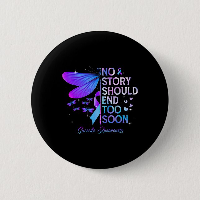 Macaron Rond 5 Cm Dragonfly Aucune Histoire Ne Devrait Pas Finir Tro (Devant)