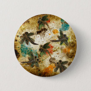 Macaron Rond 5 Cm Dragonfly Flit Rustic Splash