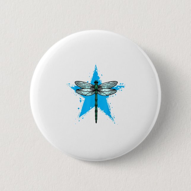 Macaron Rond 5 Cm Dragonfly Star Design Insect Love Lover Dragonflie (Devant)