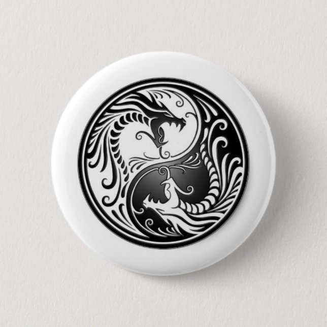 Macaron Rond 5 Cm dragons de yin yang (Devant)