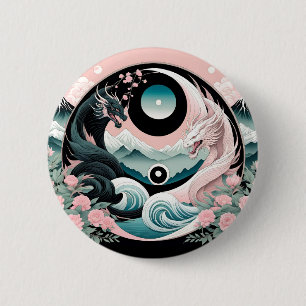 Macaron Rond 5 Cm Dragons Floral Mountain Rose Sage Turquoise