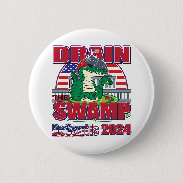 Macaron Rond 5 Cm Drain-The-Swamp-DeSantis-2024 (Devant)