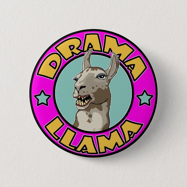 Macaron Rond 5 Cm Drama Llama (Devant)
