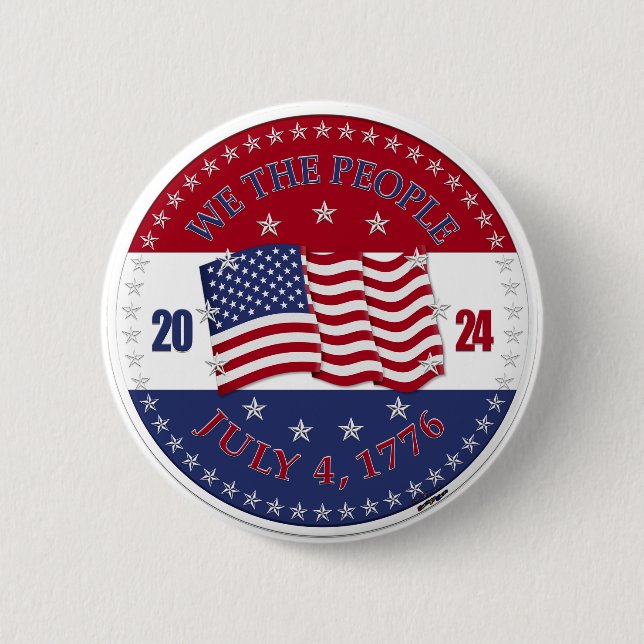 Macaron Rond 5 Cm Drapeau 2024 USA Nous Le Peuple (Devant)