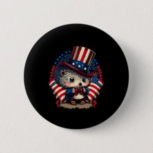 Macaron Rond 5 Cm Drapeau 4 juillet Hérisson patriotique