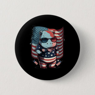 Macaron Rond 5 Cm Drapeau 4 juillet Patriotique Hippo Us