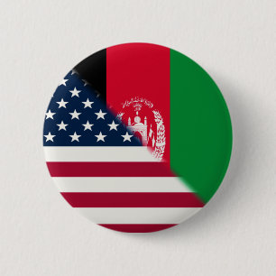 Macaron Rond 5 Cm Drapeau Afghanistan USA   Demi-Afghane Américain