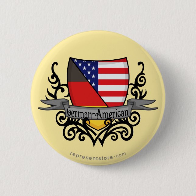 Macaron Rond 5 Cm Drapeau Allemand-Américain de bouclier (Devant)