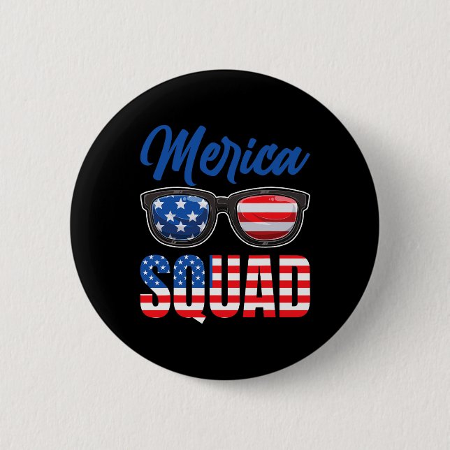 Macaron Rond 5 Cm Drapeau américain 4 juillet escouade de l'Amérique (Devant)