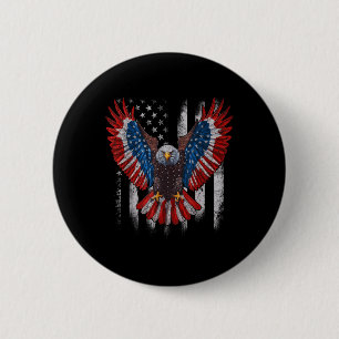 Macaron Rond 5 Cm Drapeau Américain Aigle Bald 4 Juillet Usa Patriot