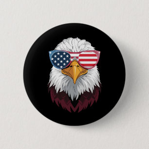 Macaron Rond 5 Cm Drapeau Américain Aigle Patriotique 4 Juillet