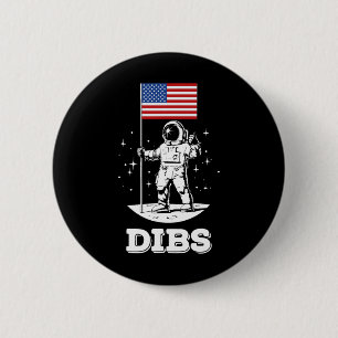 Macaron Rond 5 Cm Drapeau Américain Astronaute Espace 4 Juillet Amér