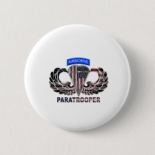 Macaron Rond 5 Cm Drapeau américain avec ailes aéroportées et parach