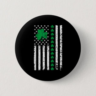 Macaron Rond 5 Cm Drapeau américain avec trèfles pour la st patrick