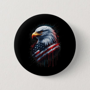Macaron Rond 5 Cm Drapeau américain Bald Eagle 4 juillet Encre patri
