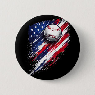 Macaron Rond 5 Cm Drapeau américain baseball garçons filles hommes f