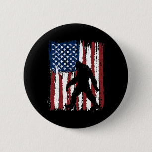Macaron Rond 5 Cm Drapeau américain Bigfoot Drôle 4 juillet Patrioti