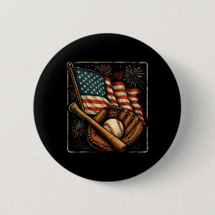 Macaron Rond 5 Cm Drapeau Américain Bysebyll Joueur Receveur Lanceur